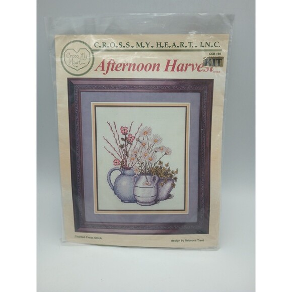 Afternoon Harvest Cross Stitch Kit Complete Cross My Heart Rebecca Trent Daises - Picture 1 of 6